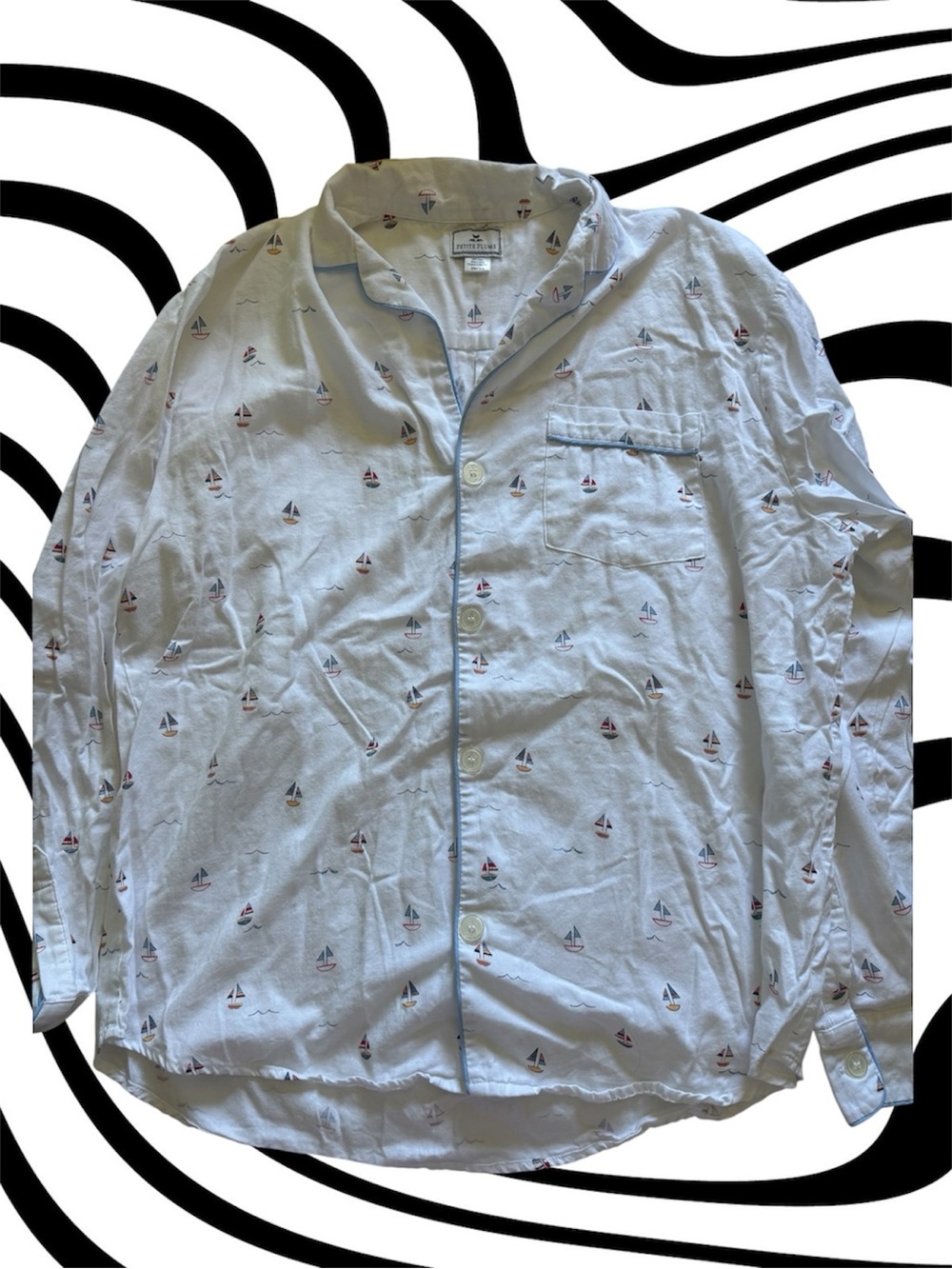 Men’s White Cotton Nautical Print Pajama bundle - Picture 2 of 7